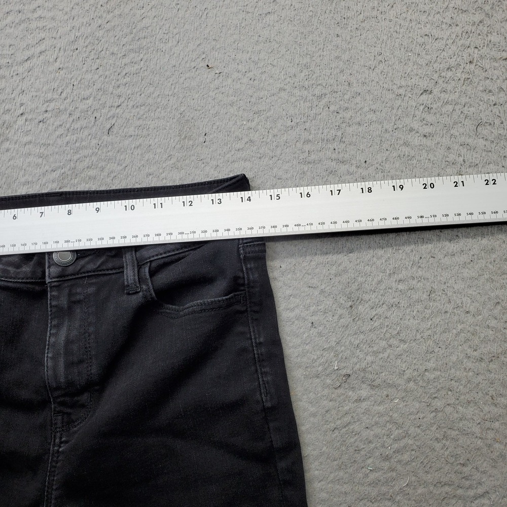 American Eagle Skinny Jeans Womens 8 Black Denim Stretch Distressed Regular Fit - Picture 6 of 8